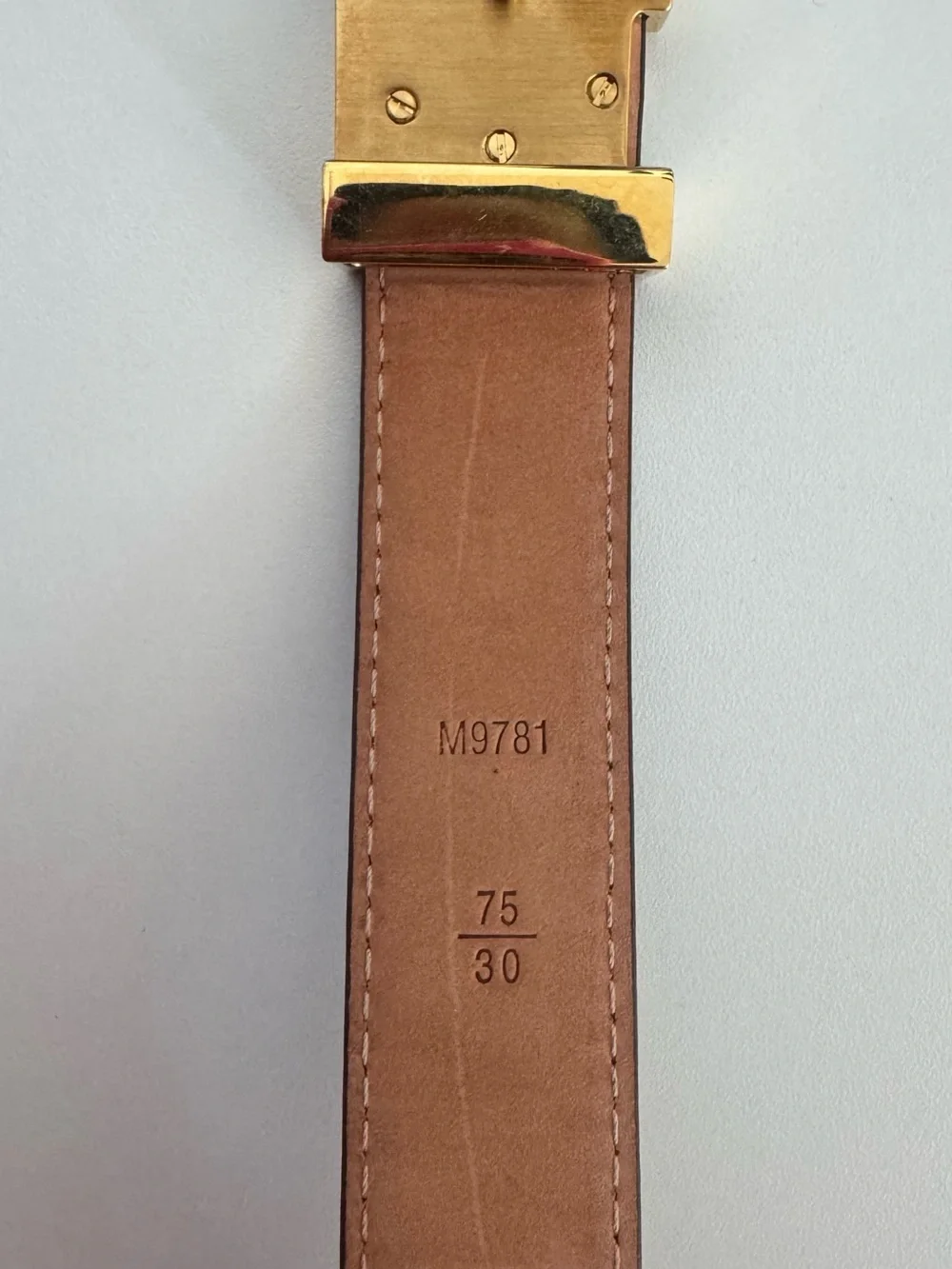 Louis Vuitton Brown Monogram Belt with Gold LV Buckle